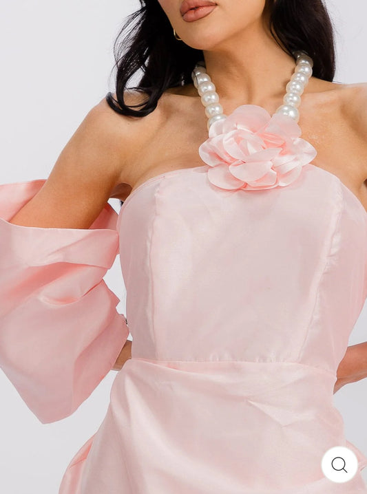 Charlie Pearl Necklace Neck Dress