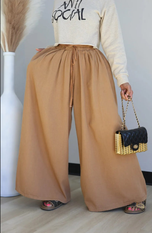 Brown Wide Leg Bottoms