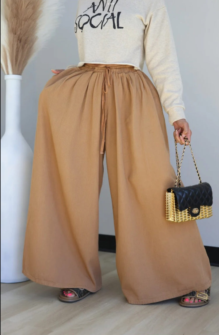 Brown Wide Leg Bottoms