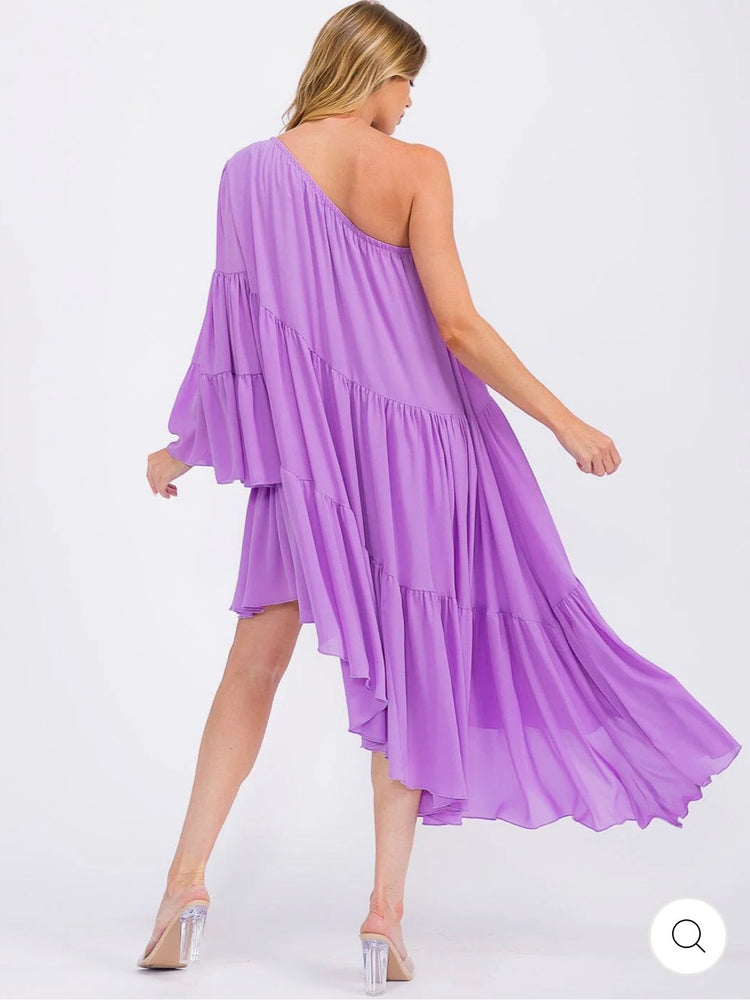 Shiloh Tiered Pocket One Shoulder Dress