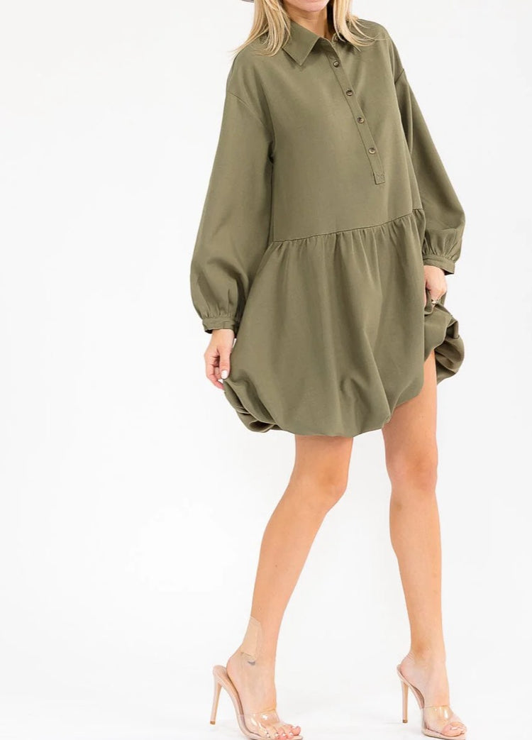 Willow Olive Green Bubble Dress