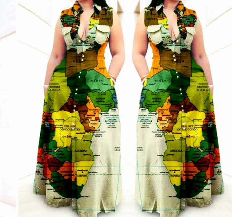 Map Pocket Maxi Dress