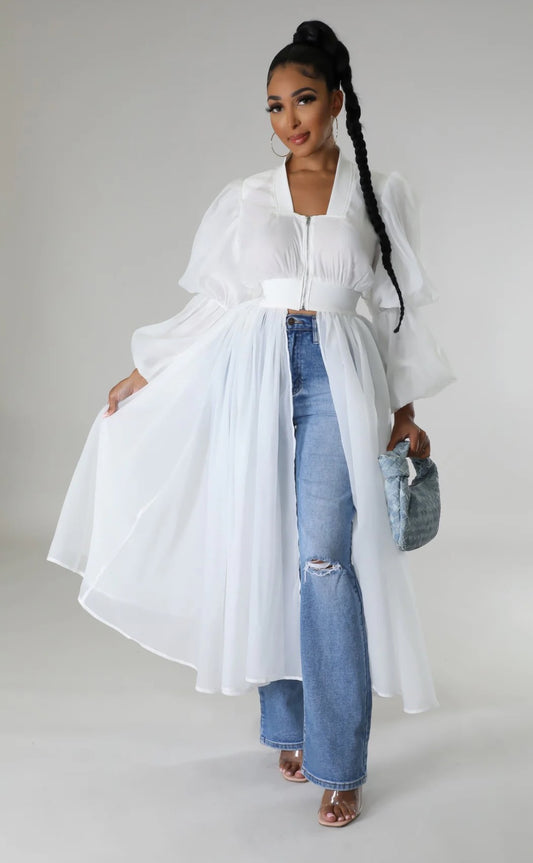 White Classy Organza Top