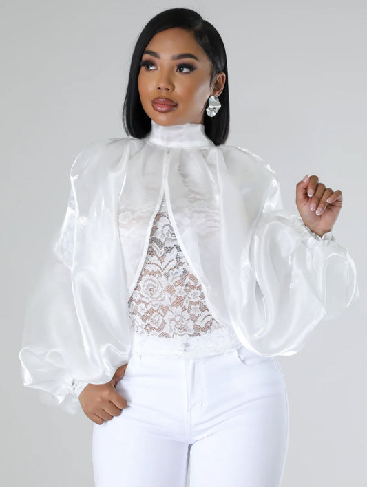 Sasha Organza Bubble Sleeve Top