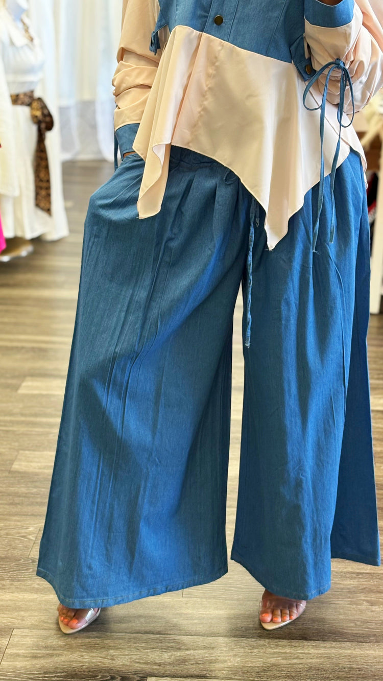 Denim Wide Leg Bottoms