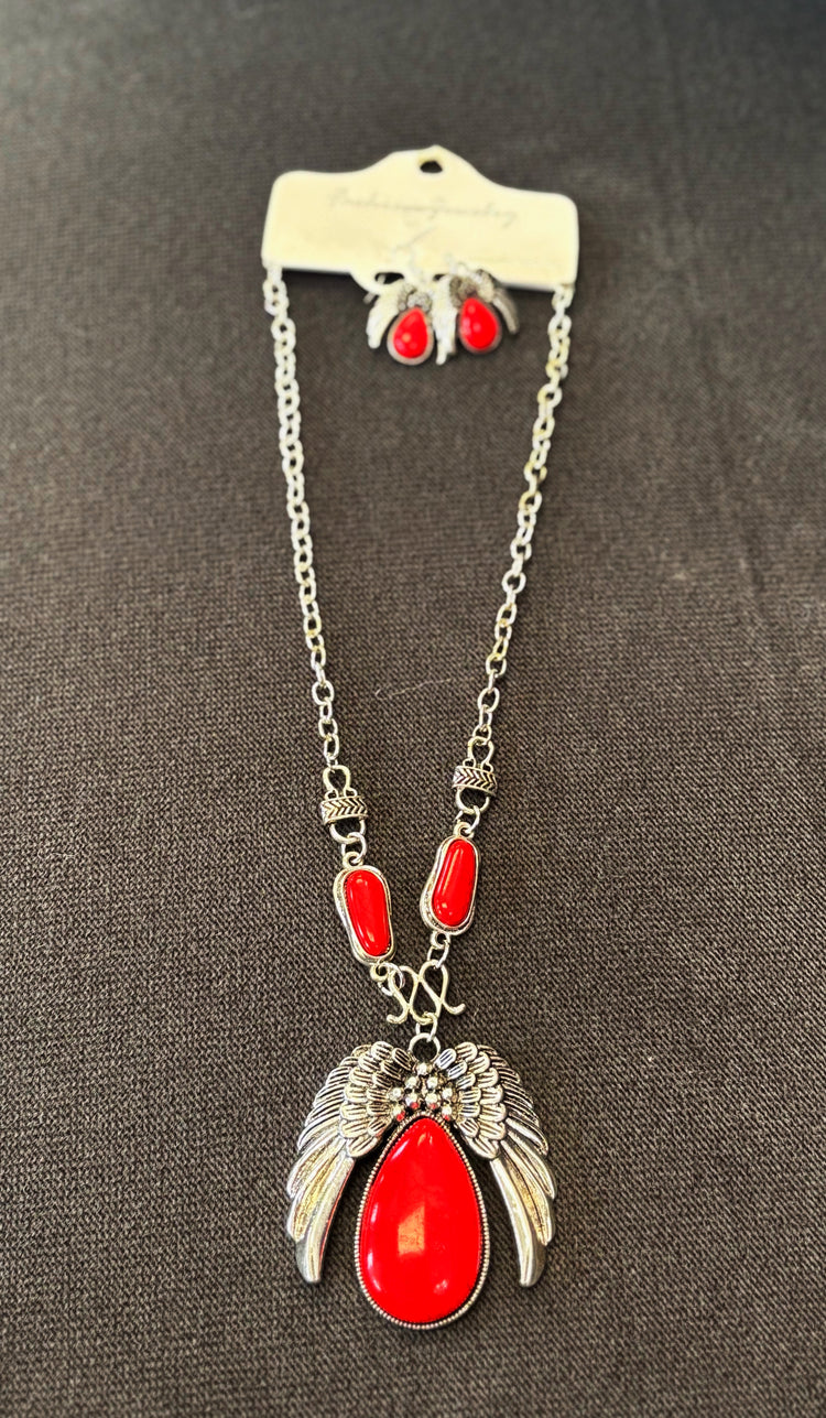 Wanda Red Stone Necklace Set