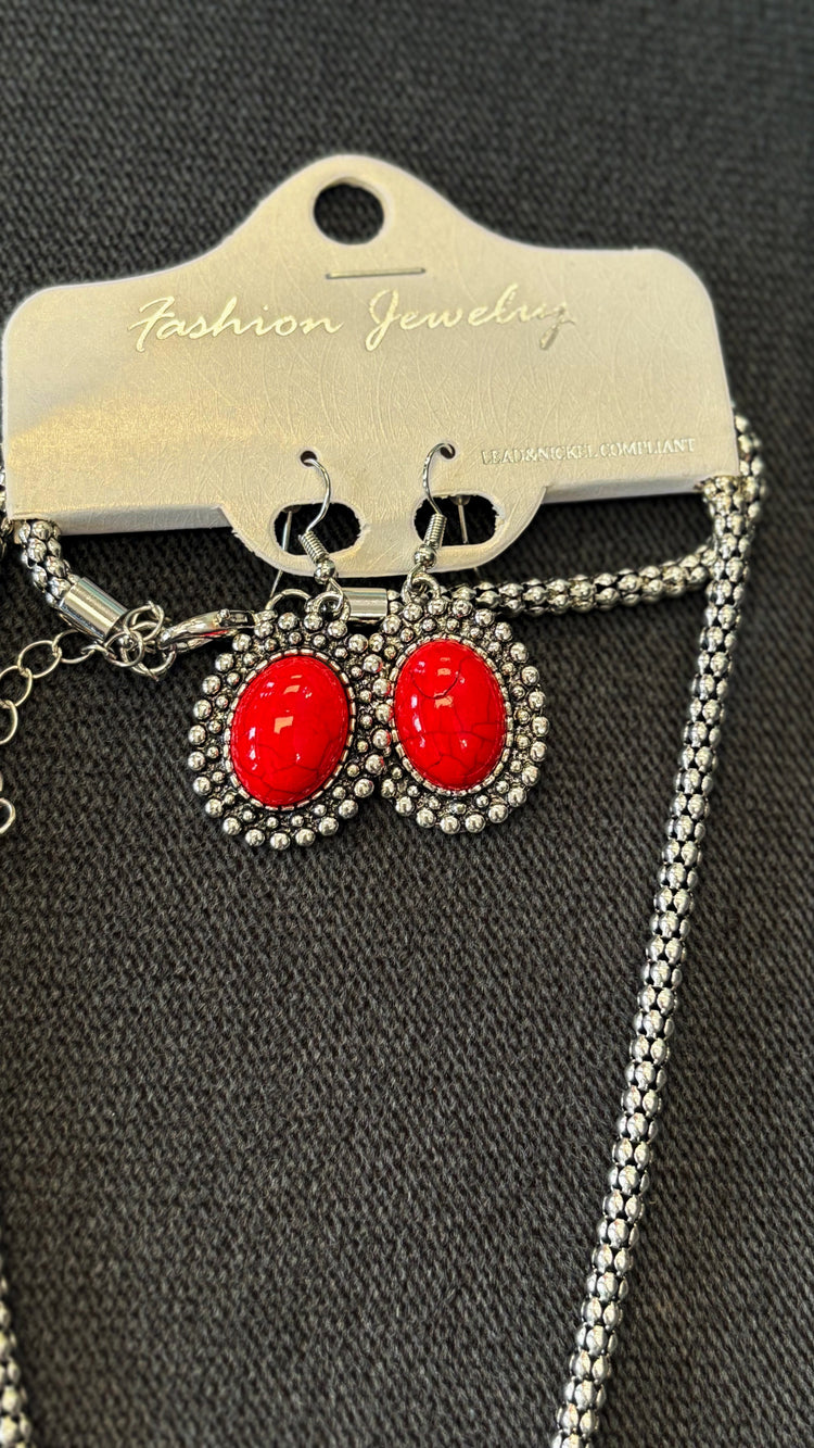Grace Red Stone Necklace Set