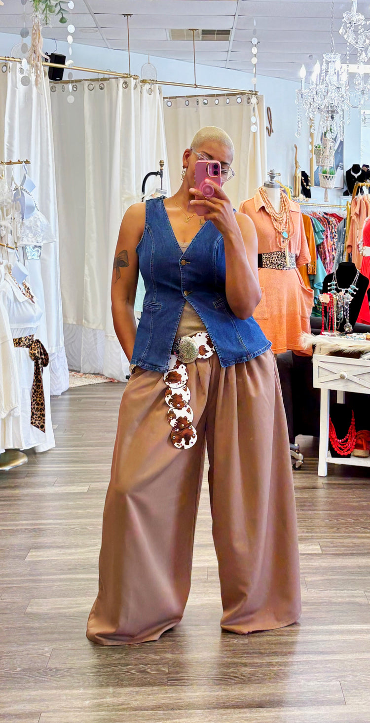 Brown Wide Leg Bottoms