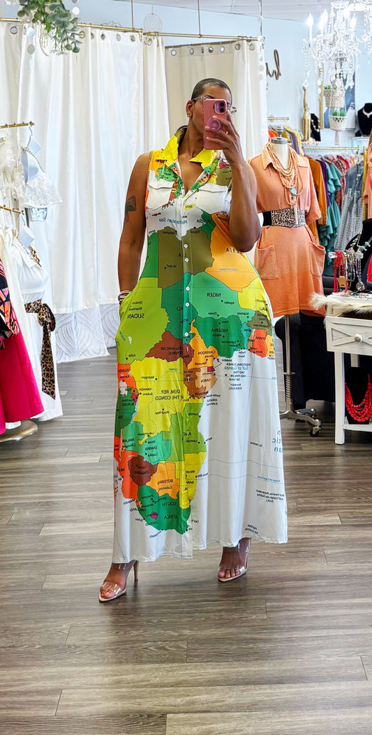Been Around The World Button Down Duster Pocket Dress