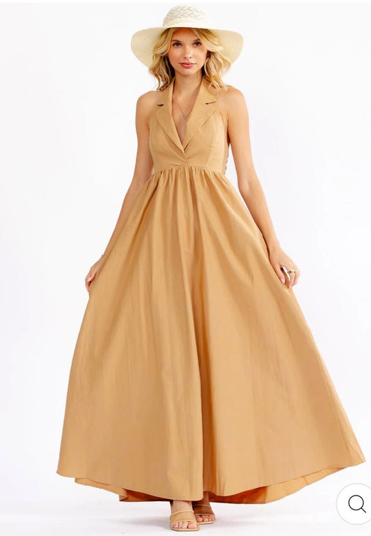 Eva Pocket Back Open Tie Maxi Dress