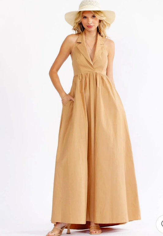 Eva Pocket Back Open Tie Maxi Dress