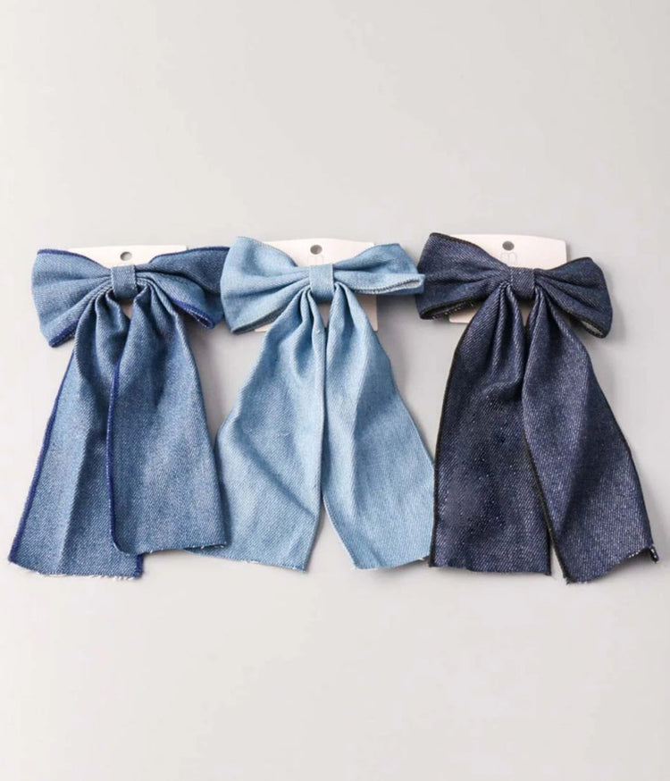 Denim Bow Clip