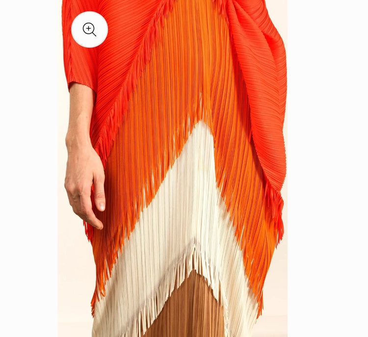Gia Fringe Color Block Lantern Dress