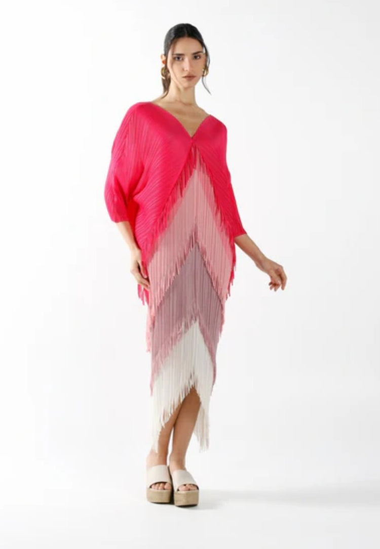 Carla Color Block Fringe Dress