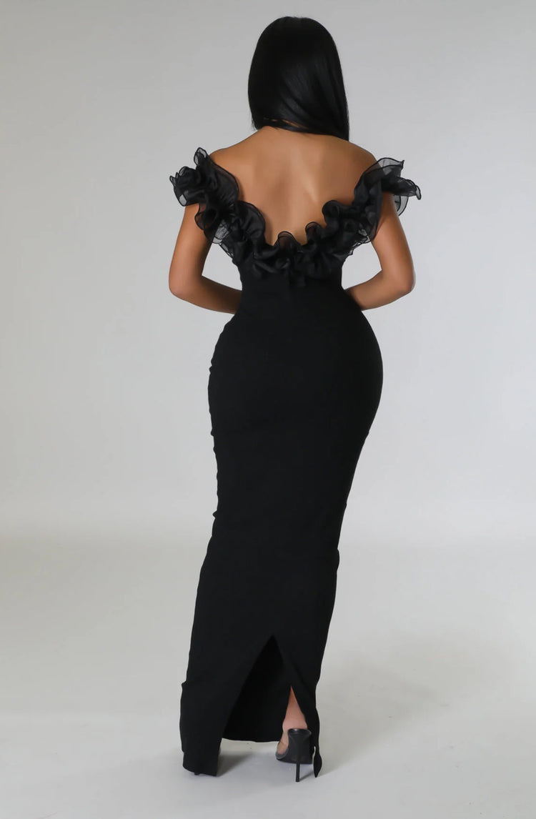 Gina Ruffle Neckline Dress