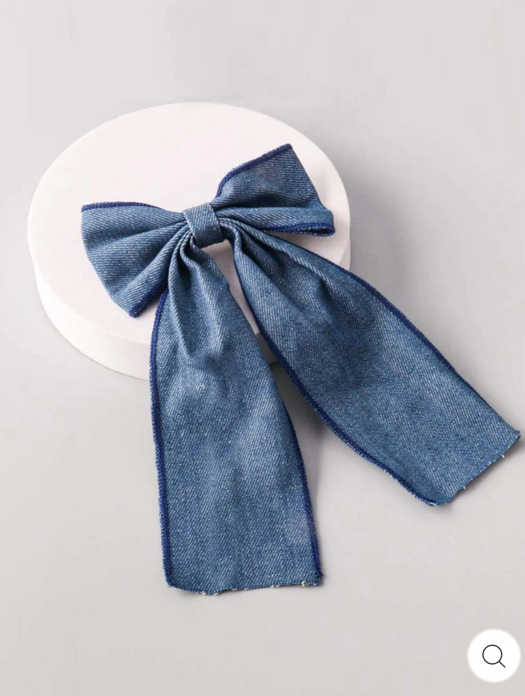 Denim Bow Clip