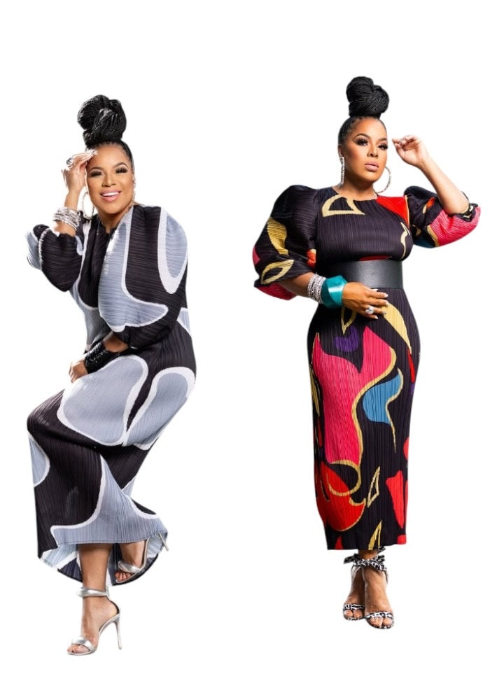 Sasha Lantern Color Block Dress