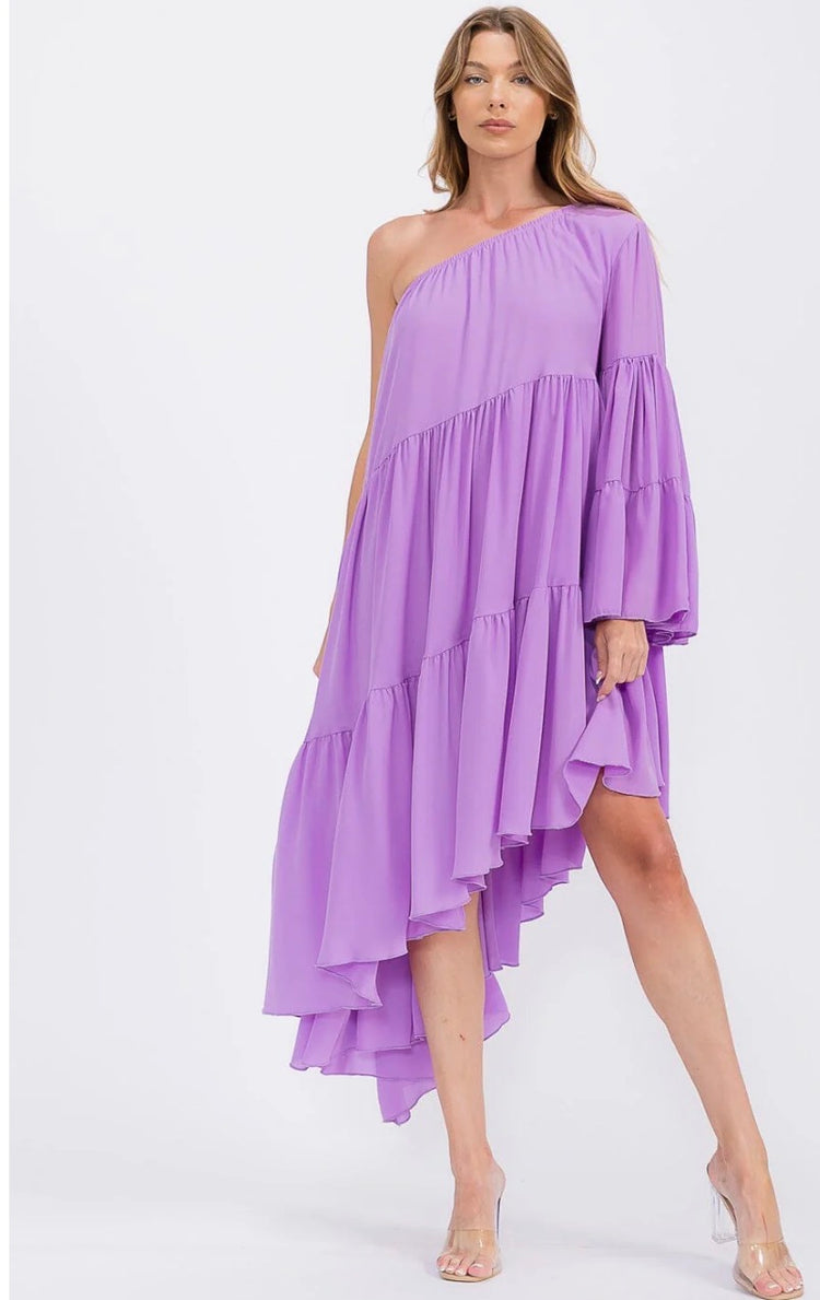 Shiloh Tiered Pocket One Shoulder Dress
