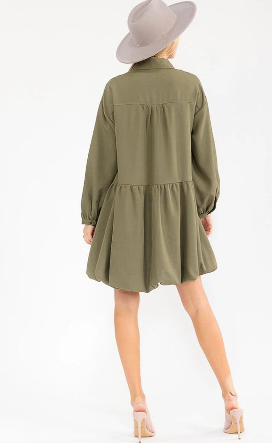 Willow Olive Green Bubble Dress