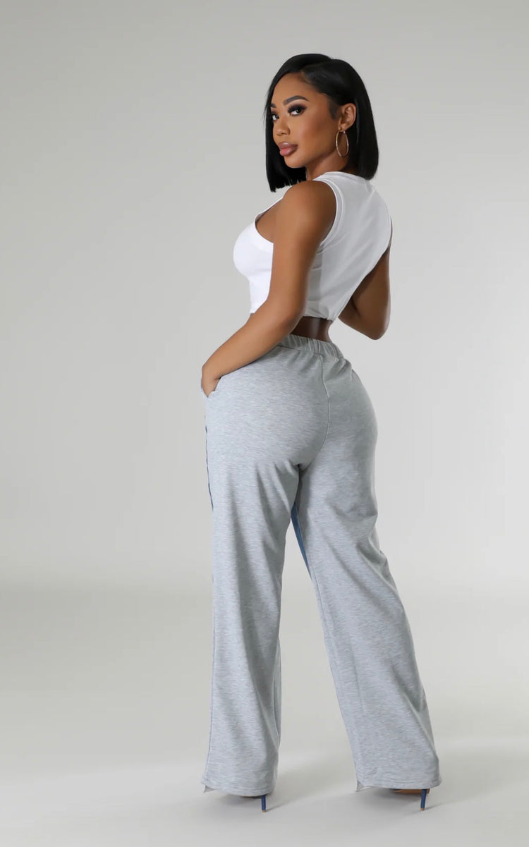Pilar Denim Front Print Gray Back Bottoms