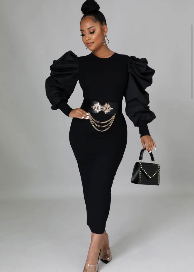 Sandy Elevated Sleeve Dress Zipper Back