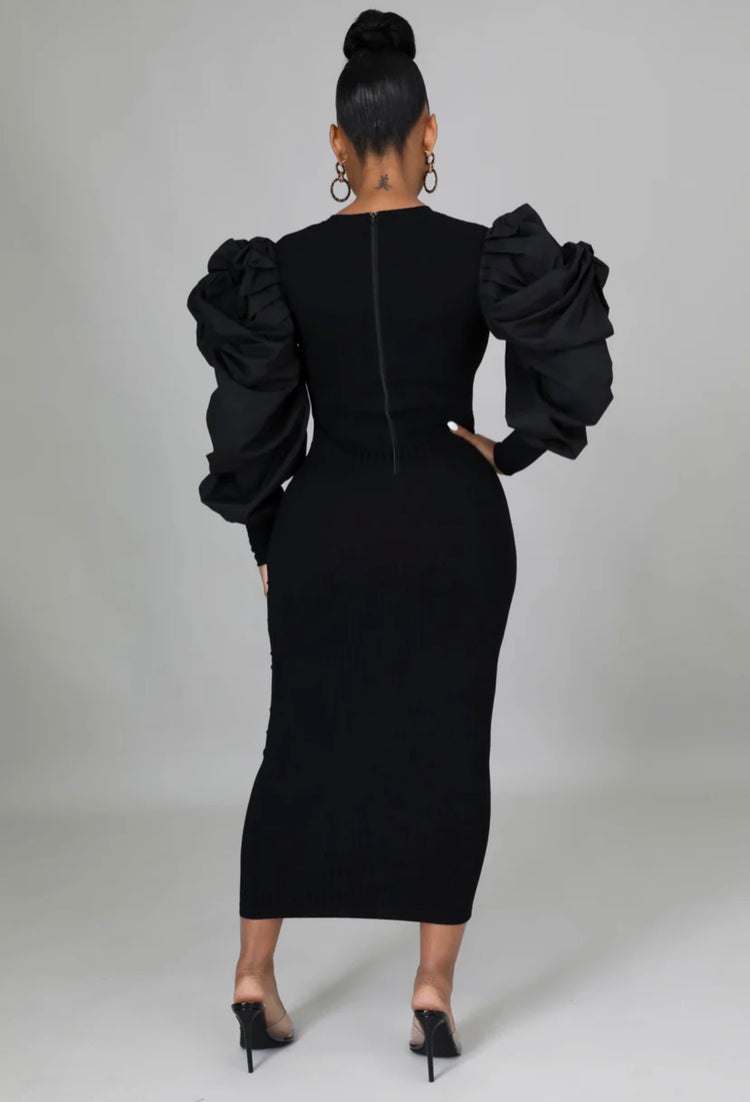 Sandy Elevated Sleeve Dress Zipper Back