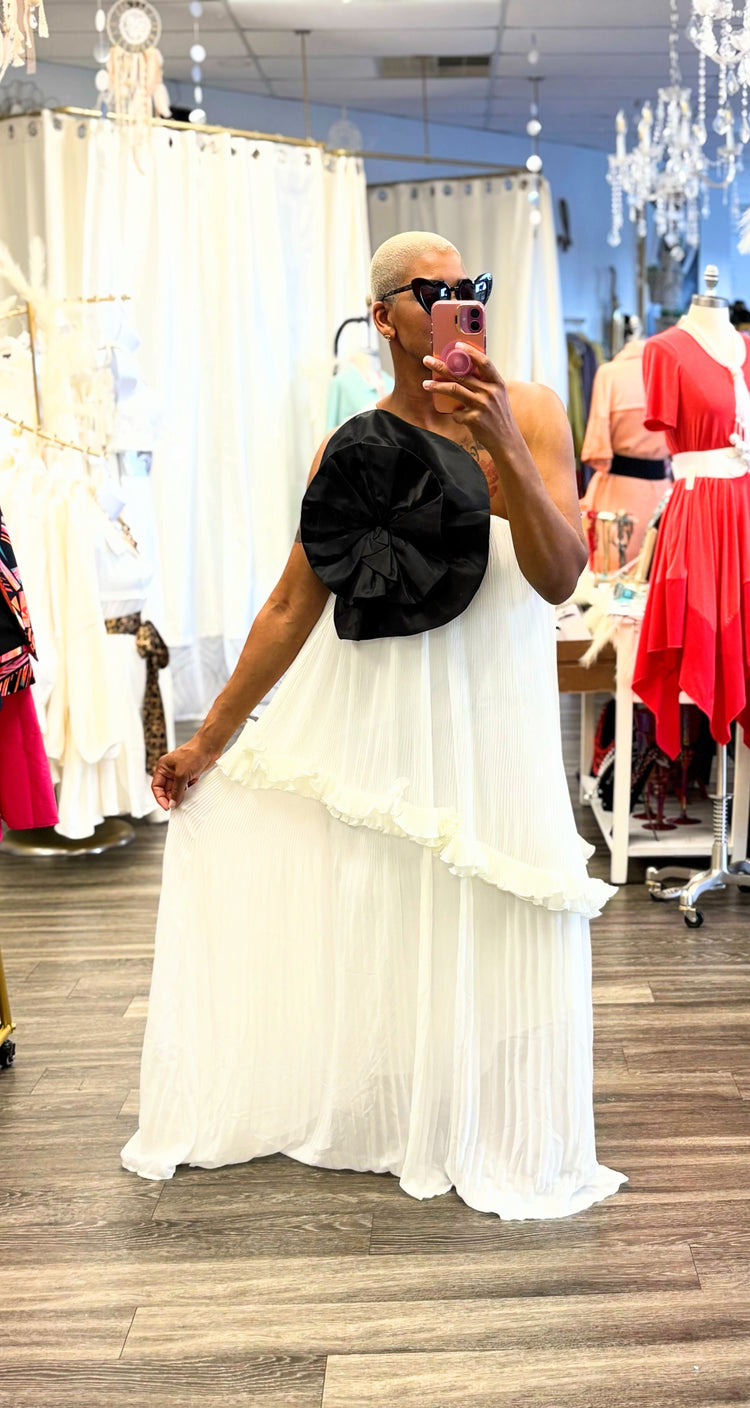 Rosemary Flower Shoulder Dress