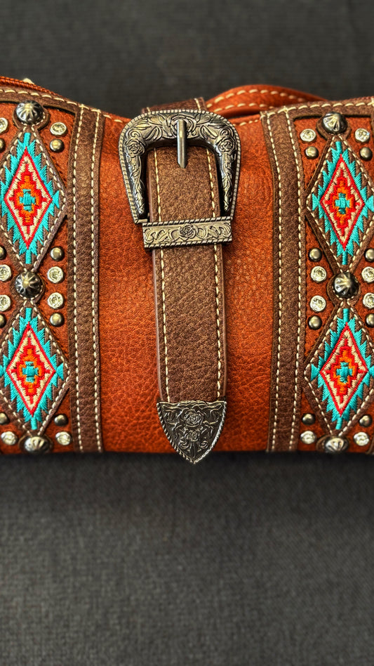 Tribal Buckle Cross Body Bag
