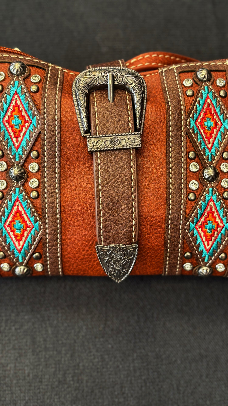 Tribal Buckle Cross Body Bag