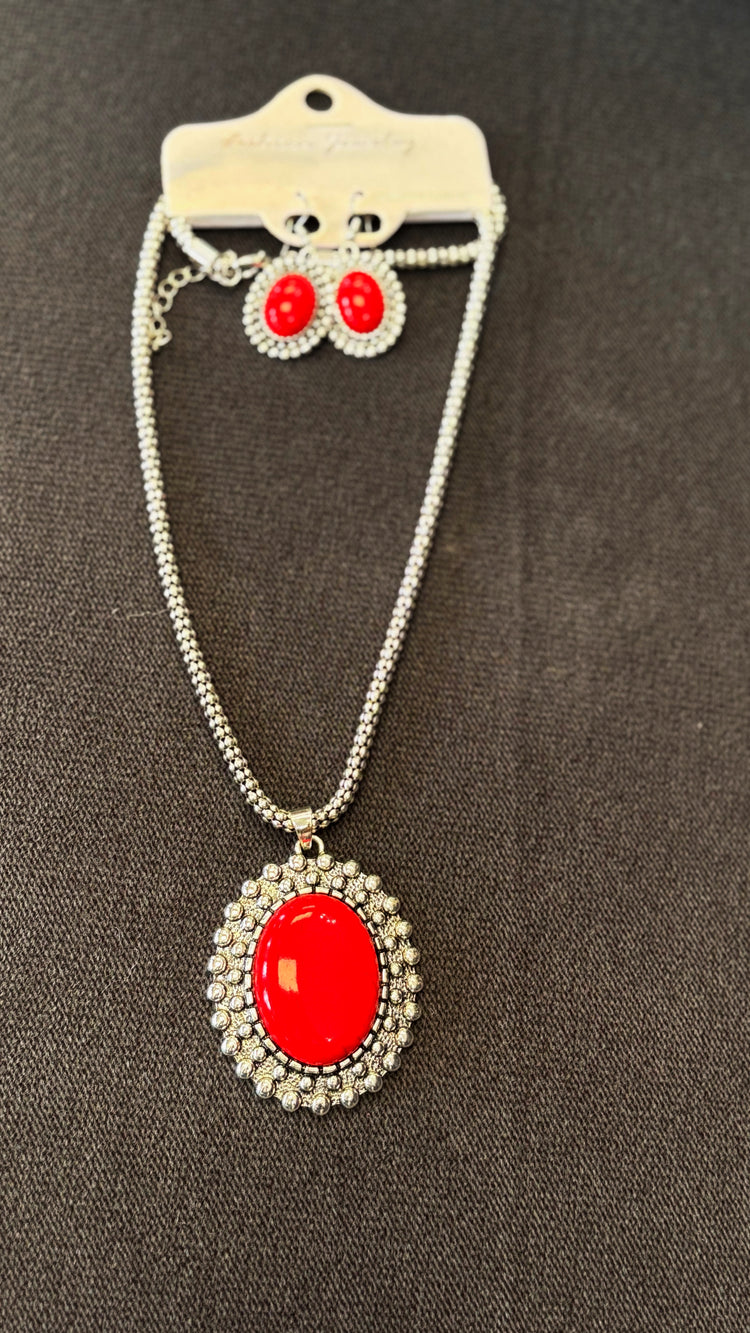 Grace Red Stone Necklace Set