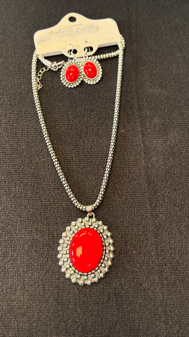 Grace Red Stone Necklace Set