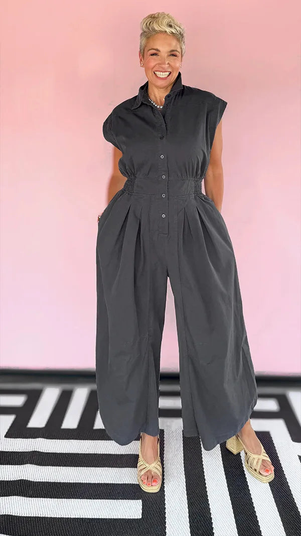 Gray Drawstring Bottom Jumper