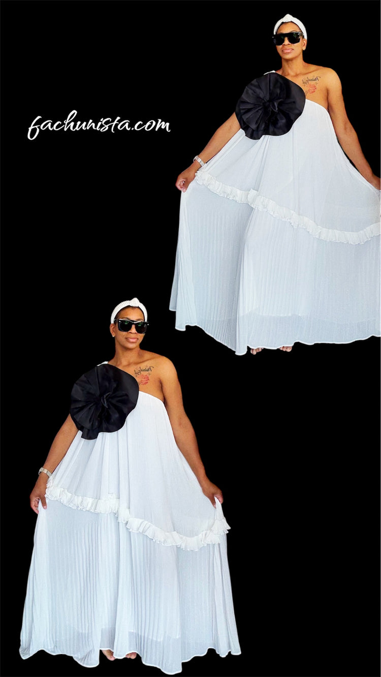 Rosemary Flower Shoulder Dress